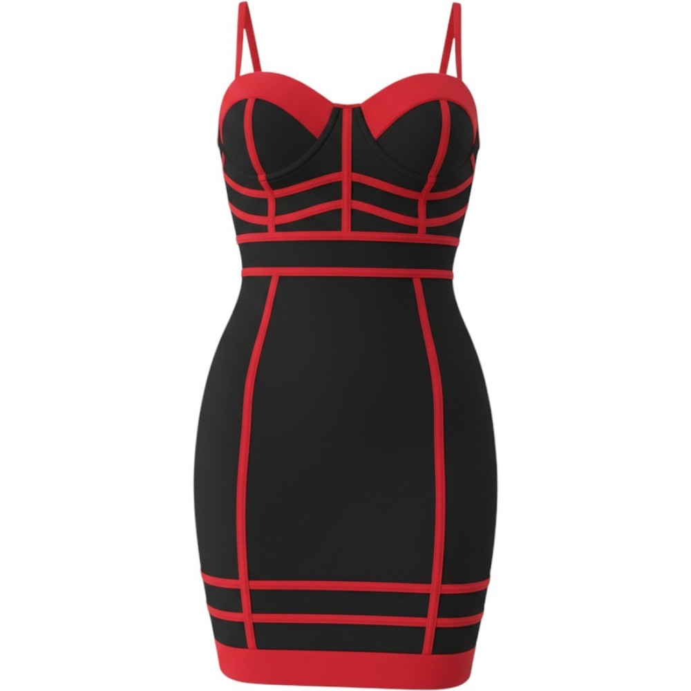 Love Republic Black Red Colorblock Bustier Bodycon Dress Size Medium Homecoming